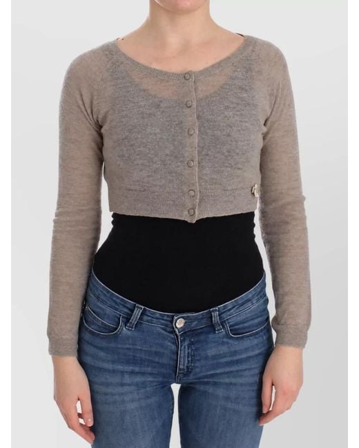 Ermanno Scervino Gray Alpaca Leather Cardigan