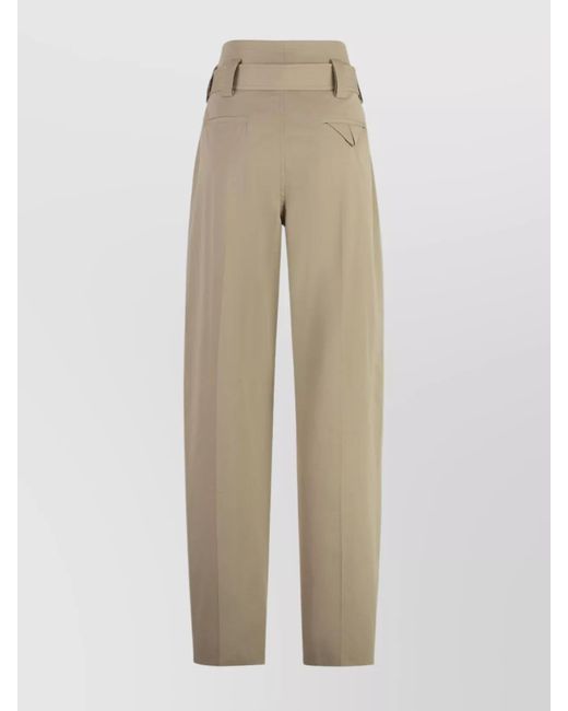 Bottega Veneta Natural High-Rise Wide-Leg Tailored Trousers
