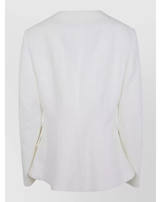 Totême  White Jacquard Cotton Jacket Structured Long Sleeves