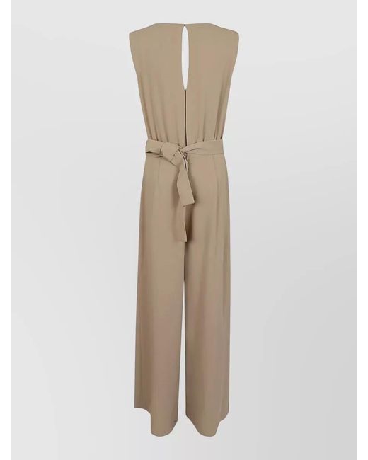 P.A.R.O.S.H. Natural Jumpsuit Belt Detail Floral Appliques Back
