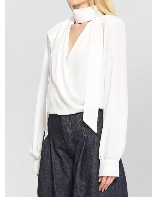 FEDERICA TOSI White Silk Wrap Blouse