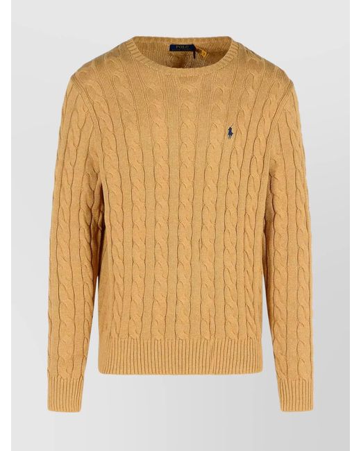 Polo Ralph Lauren Yellow Cable-Knit Cotton Crew-Neck Sweater for men