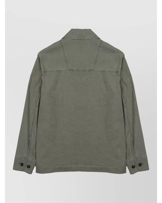 Closed Green Cotton Single-Breasted Coat for men
