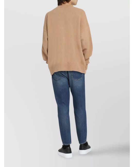 Palm Angels White Cashmere Merino Wool Ribbed Crew-Neck Sweater for men