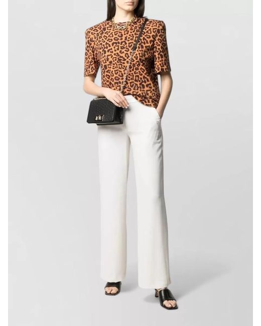 P.A.R.O.S.H. White High Rise Wide Leg Pants Elastic Waistband