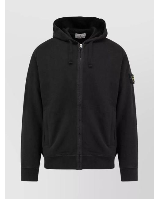 Stone Island Black Hooded Sweatshirt Made From Organic Cotton for men