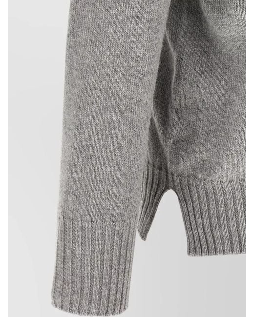 Ma'ry'ya Gray Cashmere Virgin Wool Ribbed Crew Neck Jumper for men