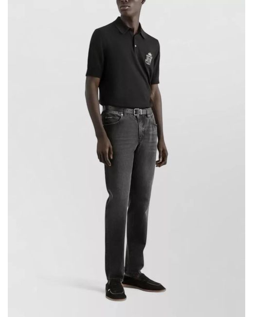 Dolce & Gabbana Gray Straight Trousers Silk Nylon Five Pockets Belt for men