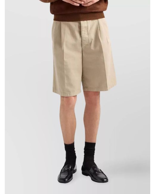 Prada Natural Cotton Tailored Bermuda Shorts for men