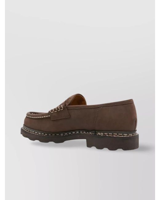 Paraboot Brown Suede Leather Loafers for men