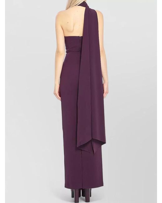 Solace London Purple One Shoulder Draped Neckline Maxi Dress