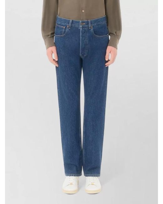 Valentino Blue Denim Five Pocket Straight Leg Jeans for men