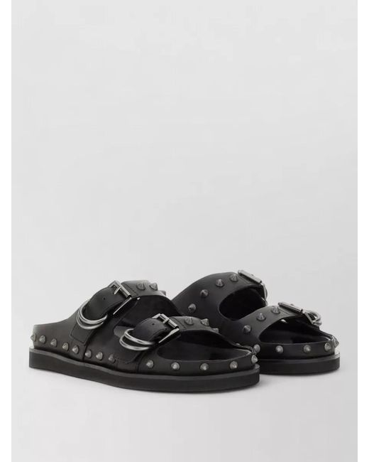 Ash Gray Leather Slides