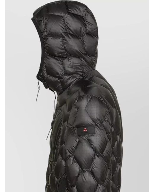 Peuterey Black Hooded Jacket Chest Pocket Elastic Cuffs for men