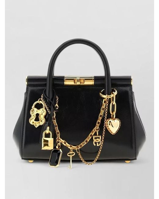 Dolce & Gabbana Black Marlene Mini Shoulder Bag Charms Chain Handle