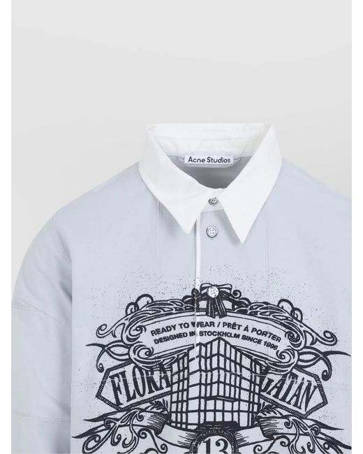Acne White Cotton Long-Sleeve Polo Shirt for men
