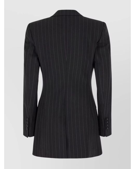 Dolce & Gabbana Black Embroidered Virgin Wool Single-Breasted Blazer
