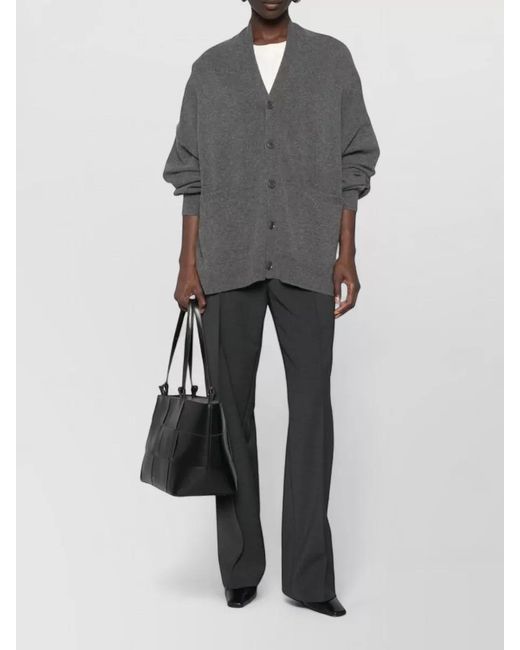 Extreme Cashmere Gray Cashmere Blend Cardigan V Neck Pockets