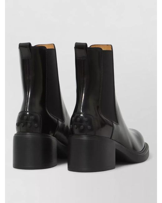 Tod's Black Leather Ankle Lace Up Boots Block Heel