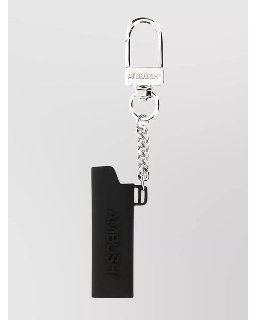 Ambush White Metal Lighter Holder Keyring for men