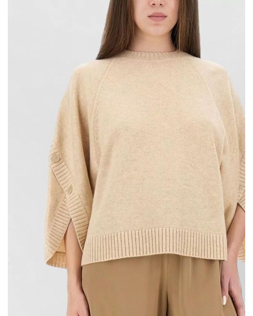 Max Mara Natural Knit Shirt Button Detail Oversized Raglan Sleeves
