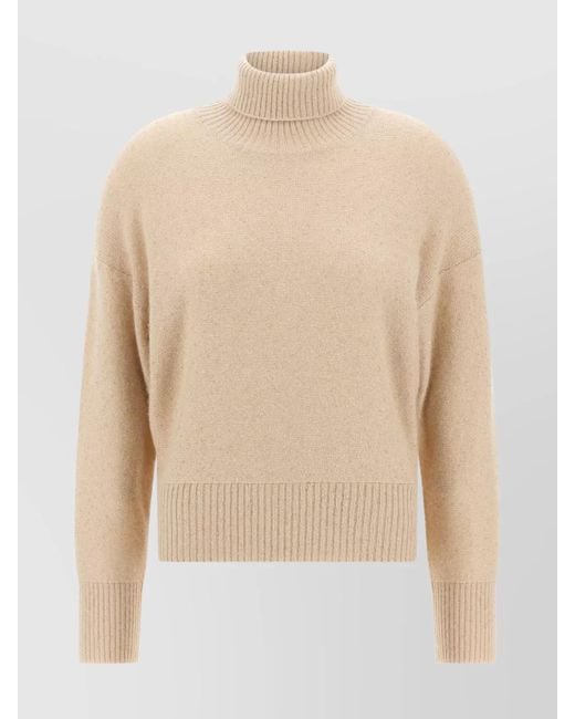 Fabiana Filippi Natural Turtleneck Sweater Featuring Sequin Detail