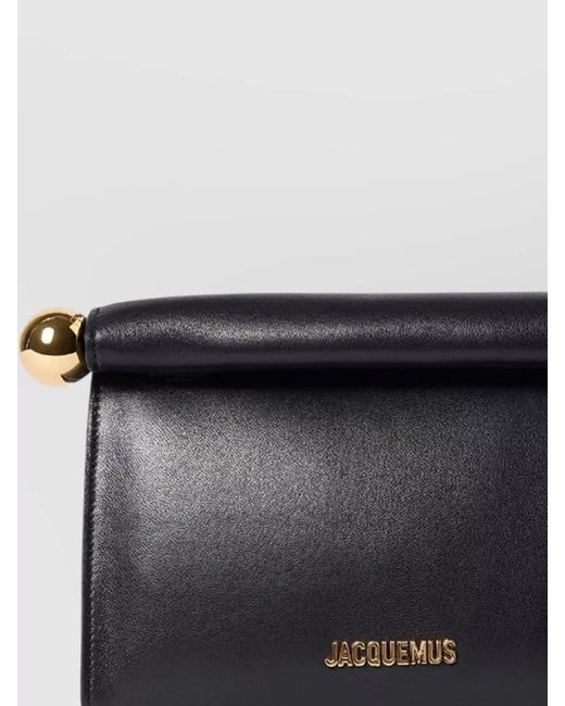 Jacquemus Black Round Square Leather Clutch Bag
