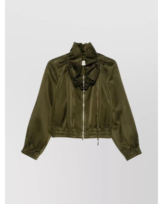 Dries Van Noten Green High Collar Zipper Jacket