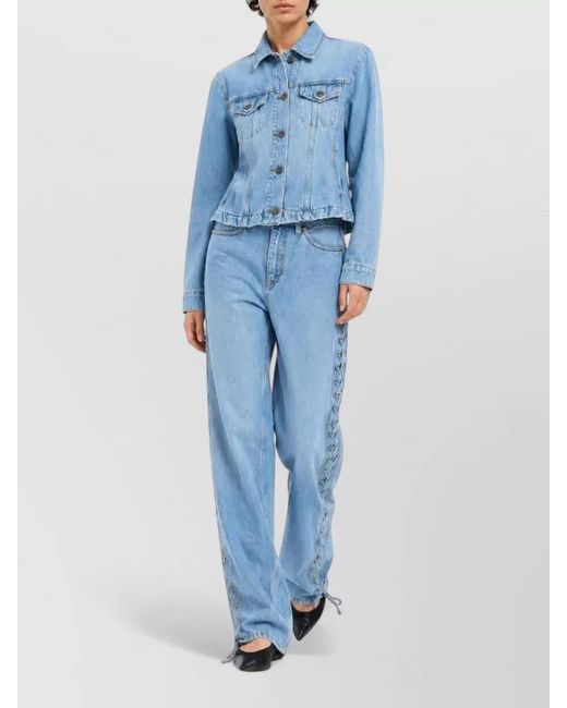 ROTATE BIRGER CHRISTENSEN Blue Jeans Lace Up Straight Leg Five Pocket