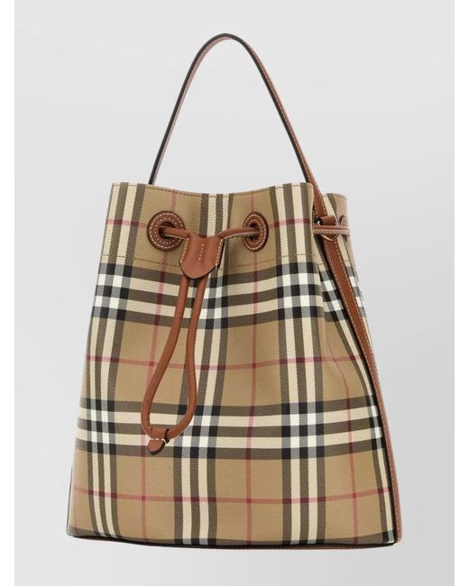Burberry Natural Check Printed Canvas Bucket Bag