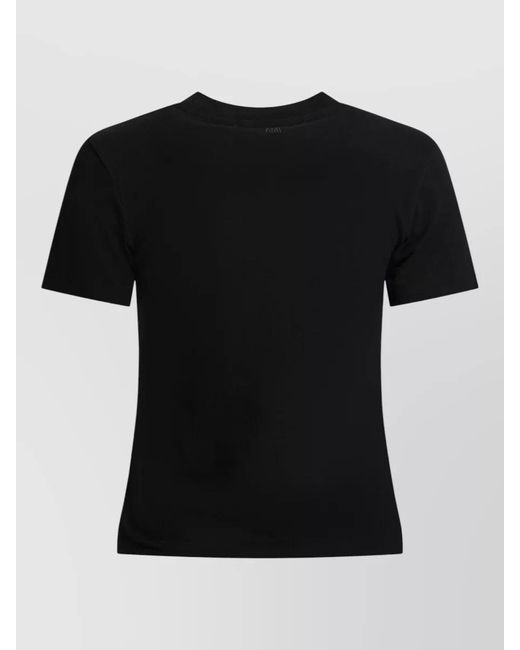 AMI Black Cotton Cropped T-Shirt