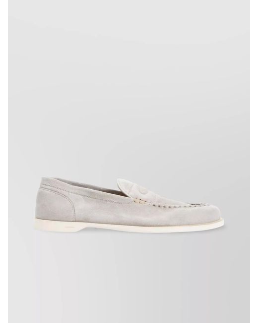 John Lobb White Suede Leather Loafers for men