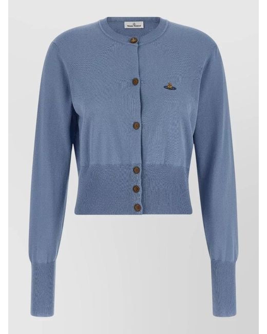 Vivienne Westwood Blue Bea Cropped Cardigan Crew Neck