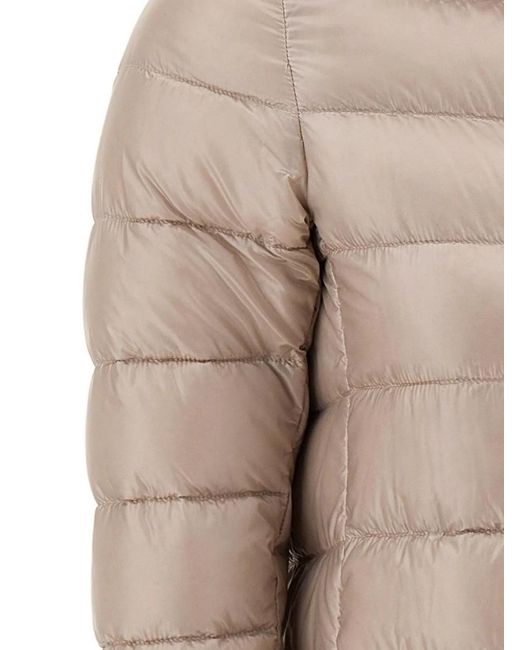 Herno Natural "Amelia" Quilted Down Jacket With Crater Collar