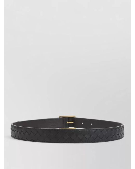 Bottega Veneta Gray Reverso Calf Leather Belt Intreccio