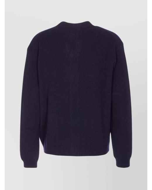 Maison Kitsuné Blue Wool V-Neck Cardigan for men