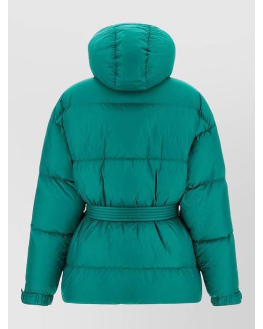 Ienki Ienki Green Michlin Hooded Down Jacket Belted Waist