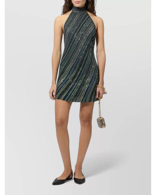 Missoni Blue Striped Halter Backless Party Mini Dress