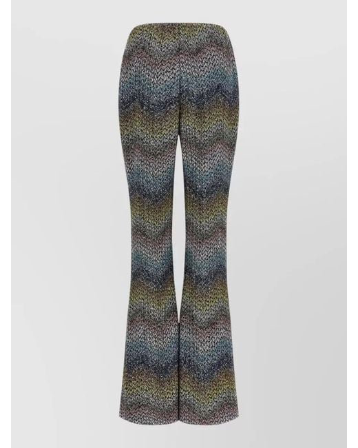 Missoni Gray Viscose Lamé Trousers Flared Leg Knit
