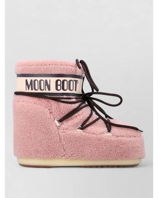 Moon Boot Pink Teddy Ankle Boots