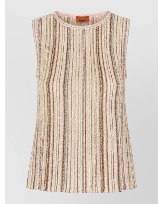 Missoni Natural Viscose Blend Striped Sequined Sleeveless Top