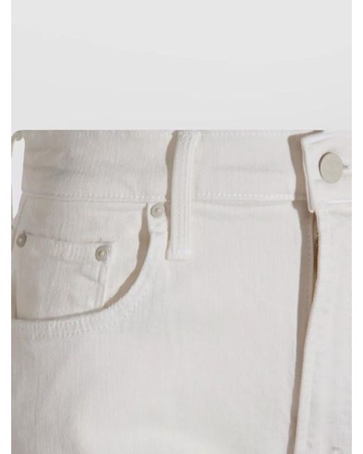 Mother White Straight Leg Trousers Belt Loops Pockets