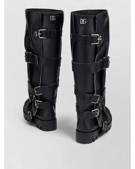 Dolce & Gabbana Black Leather Biker Boots