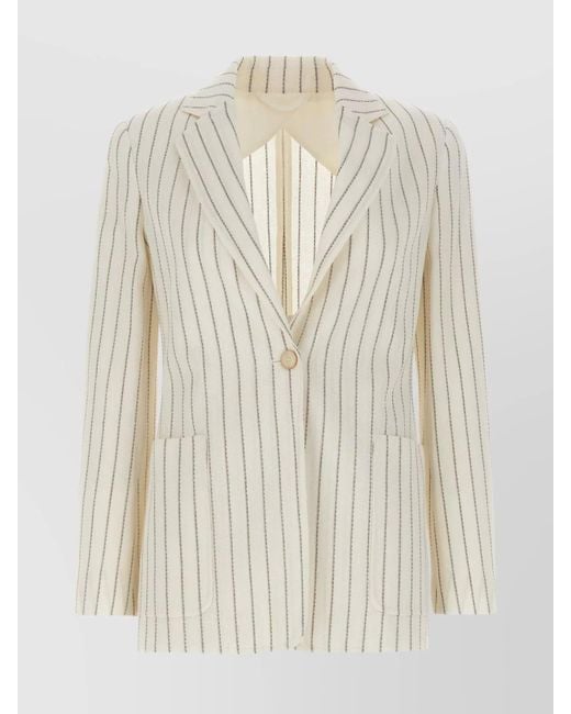 Max Mara White Linen Blend Blazer