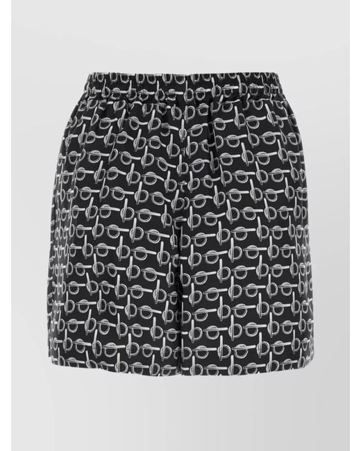 Burberry Black Silk Printed Short Shorts