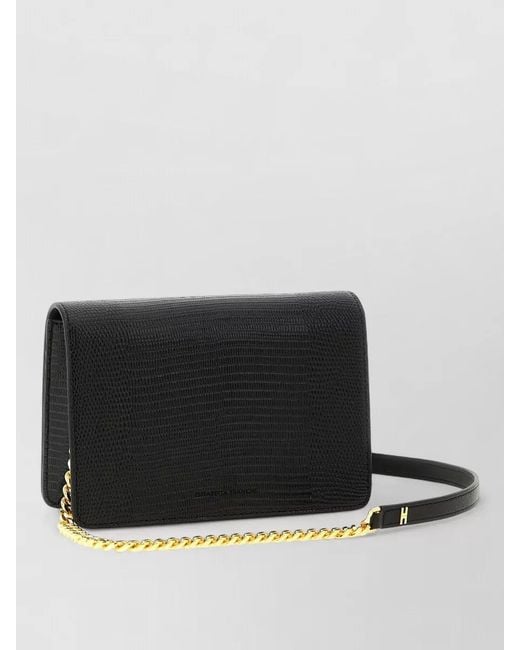Elisabetta Franchi Black Lizard Pattern Crossbody Bag Chain