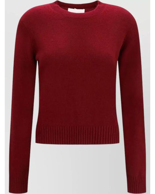 Lisa Yang Red Cashmere Ribbed Crewneck Sweater