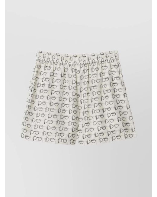 Burberry White Printed Silk Shorts
