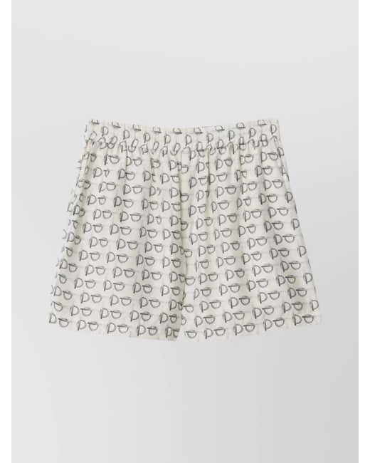 Burberry White Silk Printed Shorts