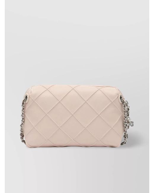 Tory Burch Natural Fleming Mini Leather Crossbody Bag